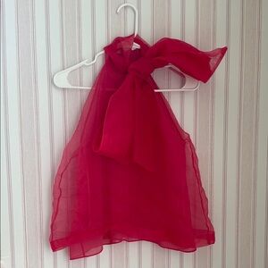 Pink Sheer layered Top with Bow